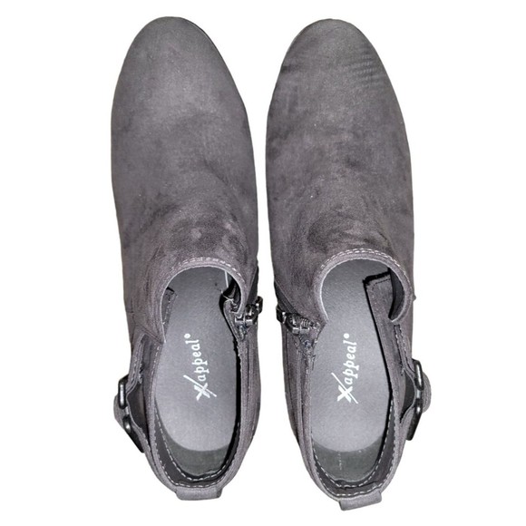 Xappeal Charlie Ankle Boot Gray Suede Women's 8.5 Block Heel Bootie Buckle Zip - Picture 3 of 9